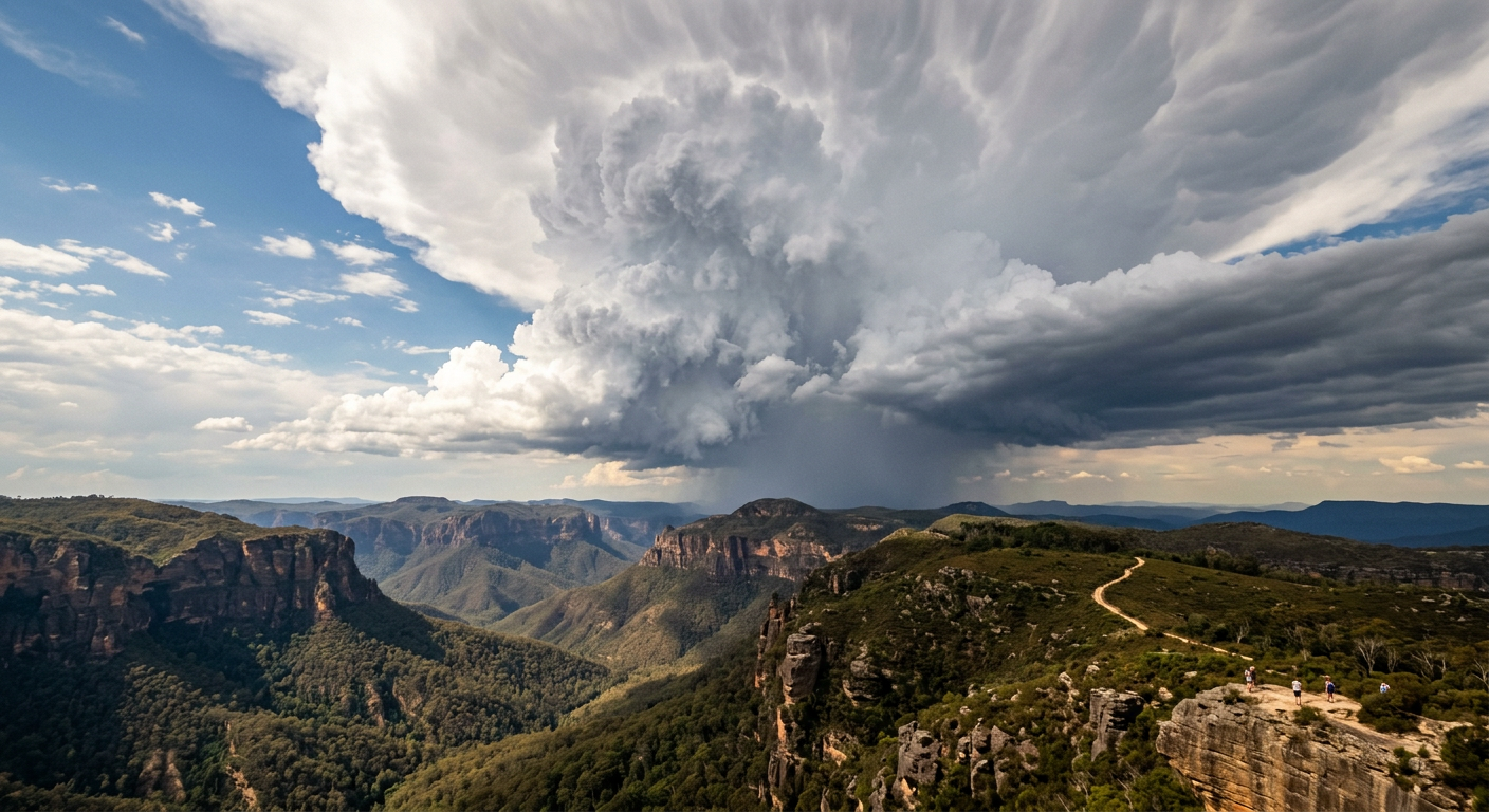 A towering cumulonimbus cloud showing rapid vertical cloud growth before a thunderstorm.