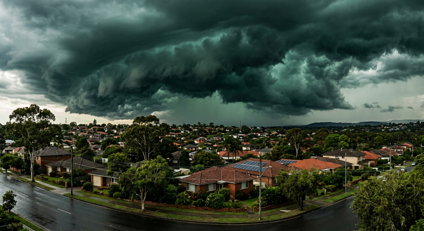 A dark shelf cloud marking a gust front ahead of a thunderstorm.
