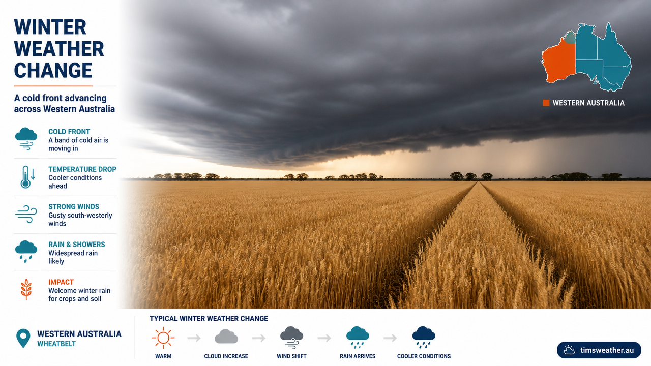 Cloud band over farmland ahead of a cold front in western Australia.