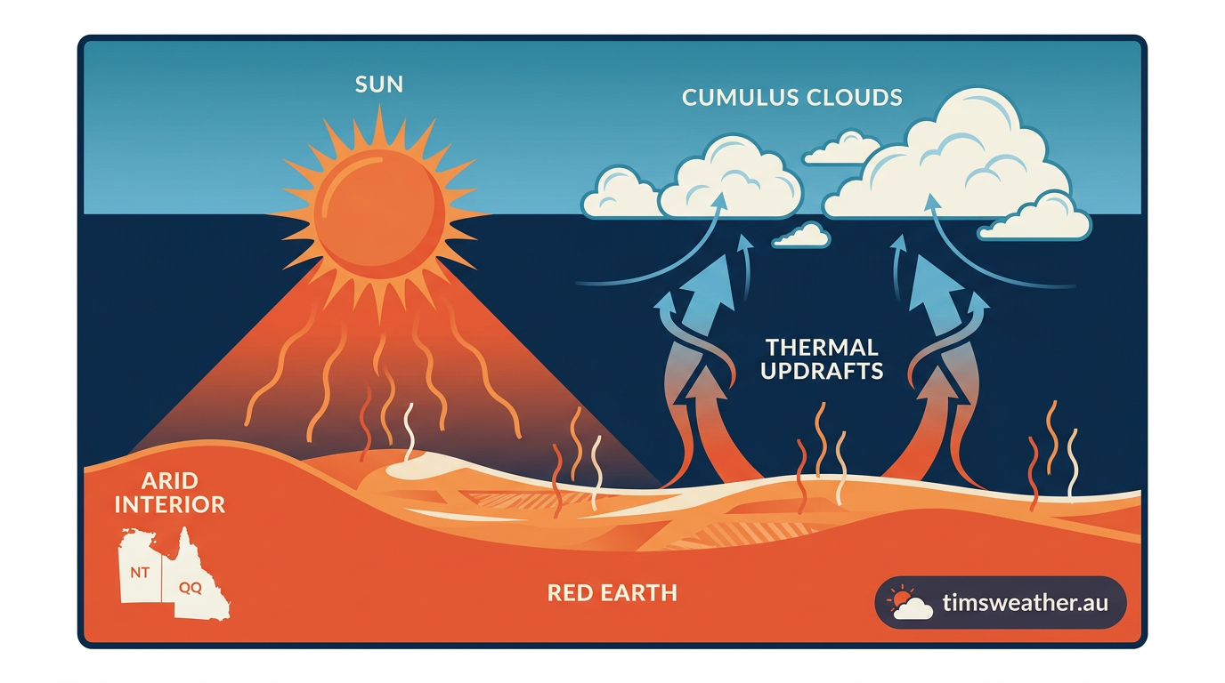 Typical atmospheric conditions in the Australian outback where a horseshoe vortex cloud might be observed.