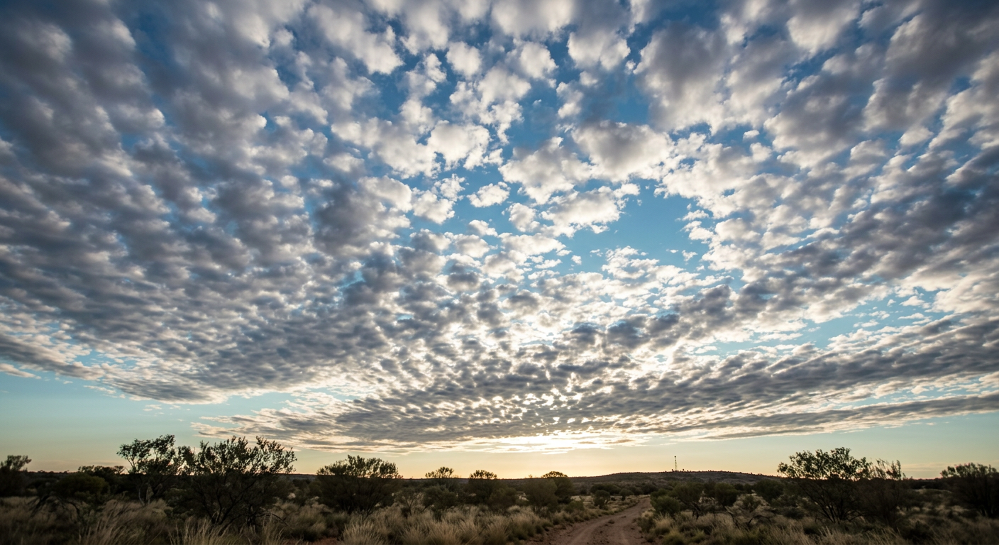 A mackerel sky pattern showing altocumulus clouds in the middle troposphere.