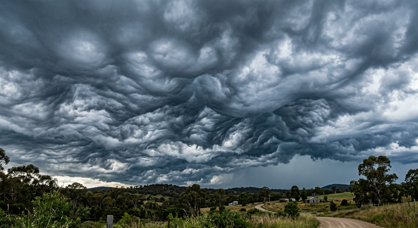 Close-up of asperitas clouds showing rough wave-like features on the cloud base