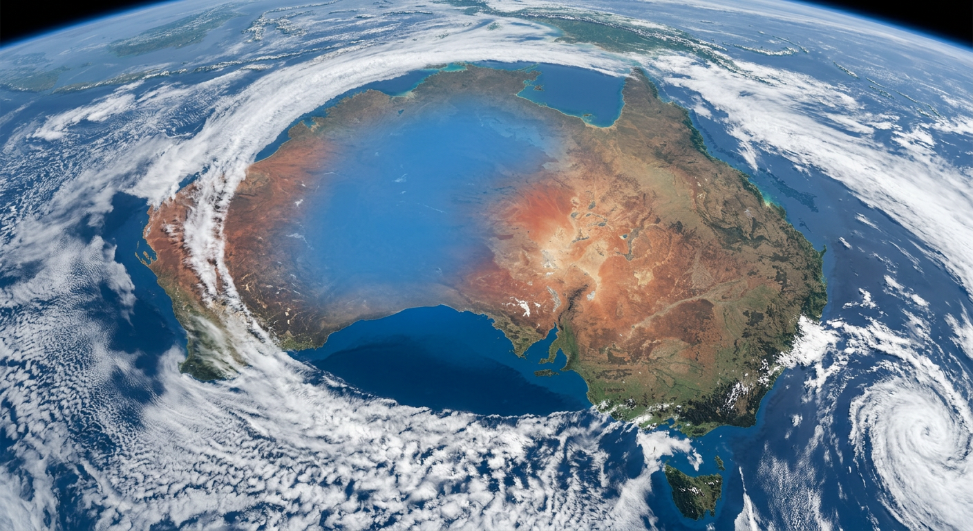 Satellite imagery showing completely clear skies over a
<figure><img src=