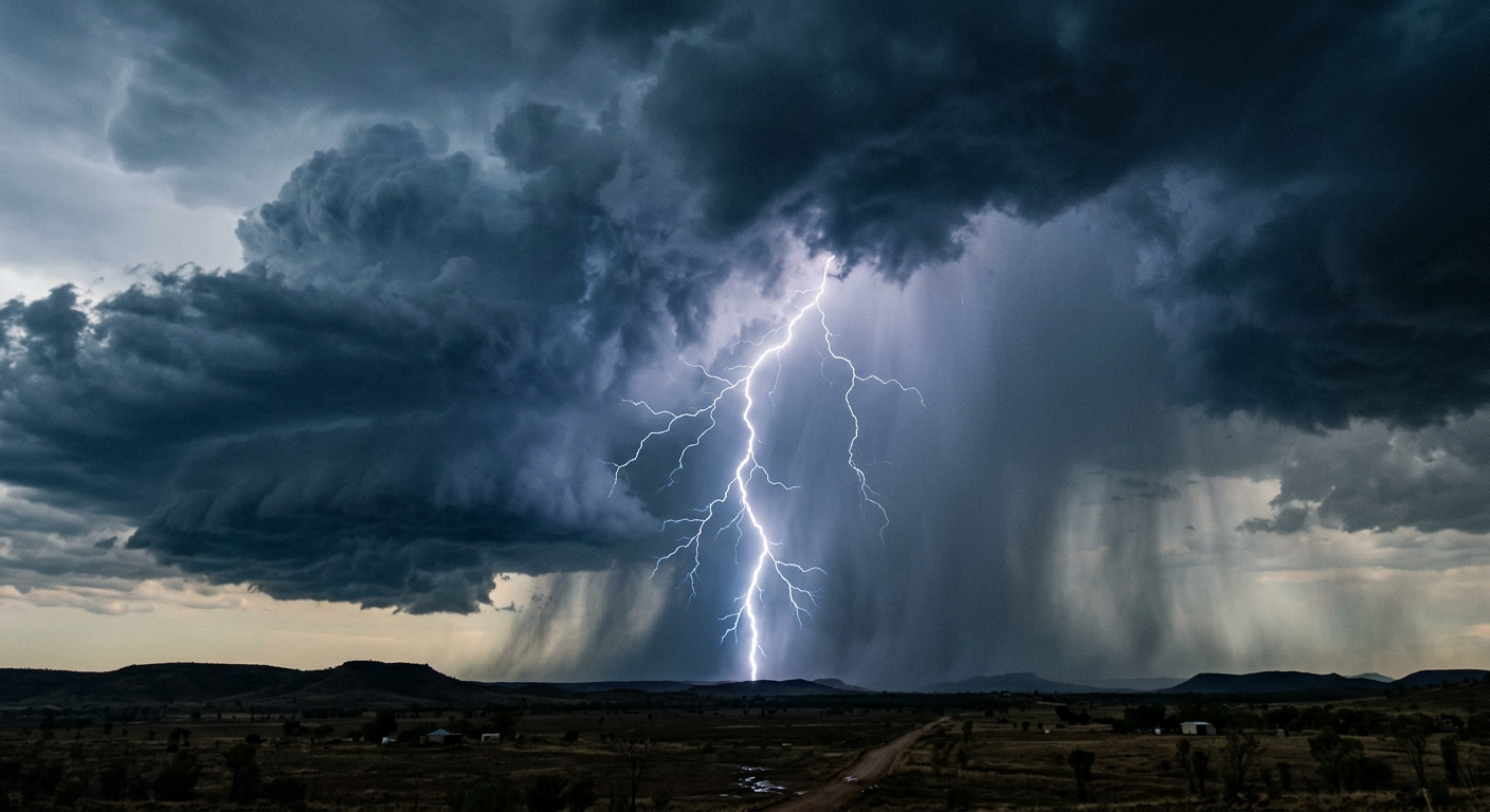 A bright return stroke illustrating how does cloud-to-ground lightning form from a dark cumulonimbus cloud.