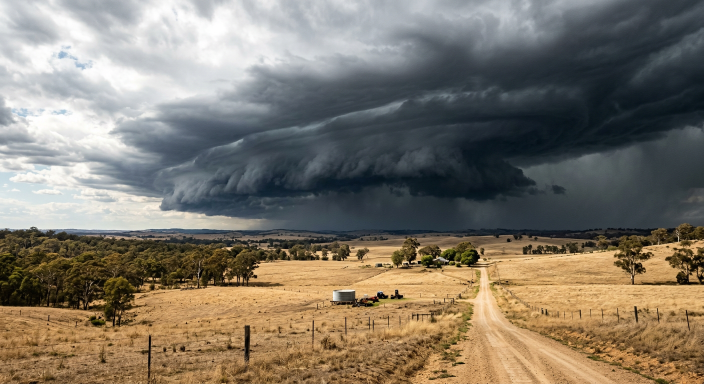 A severe summer thunderstorm cloud structure indicating potential hail formation.