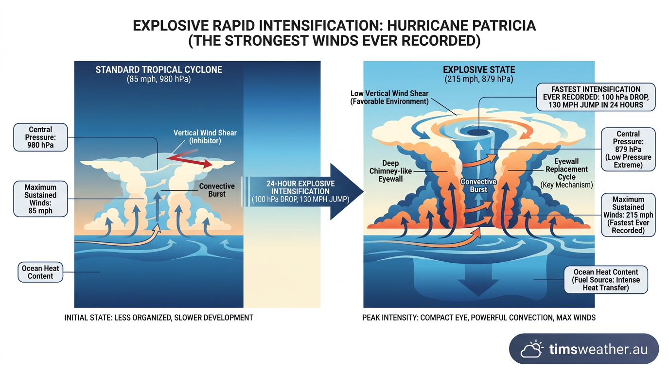Diagram explaining explosive rapid intensification
