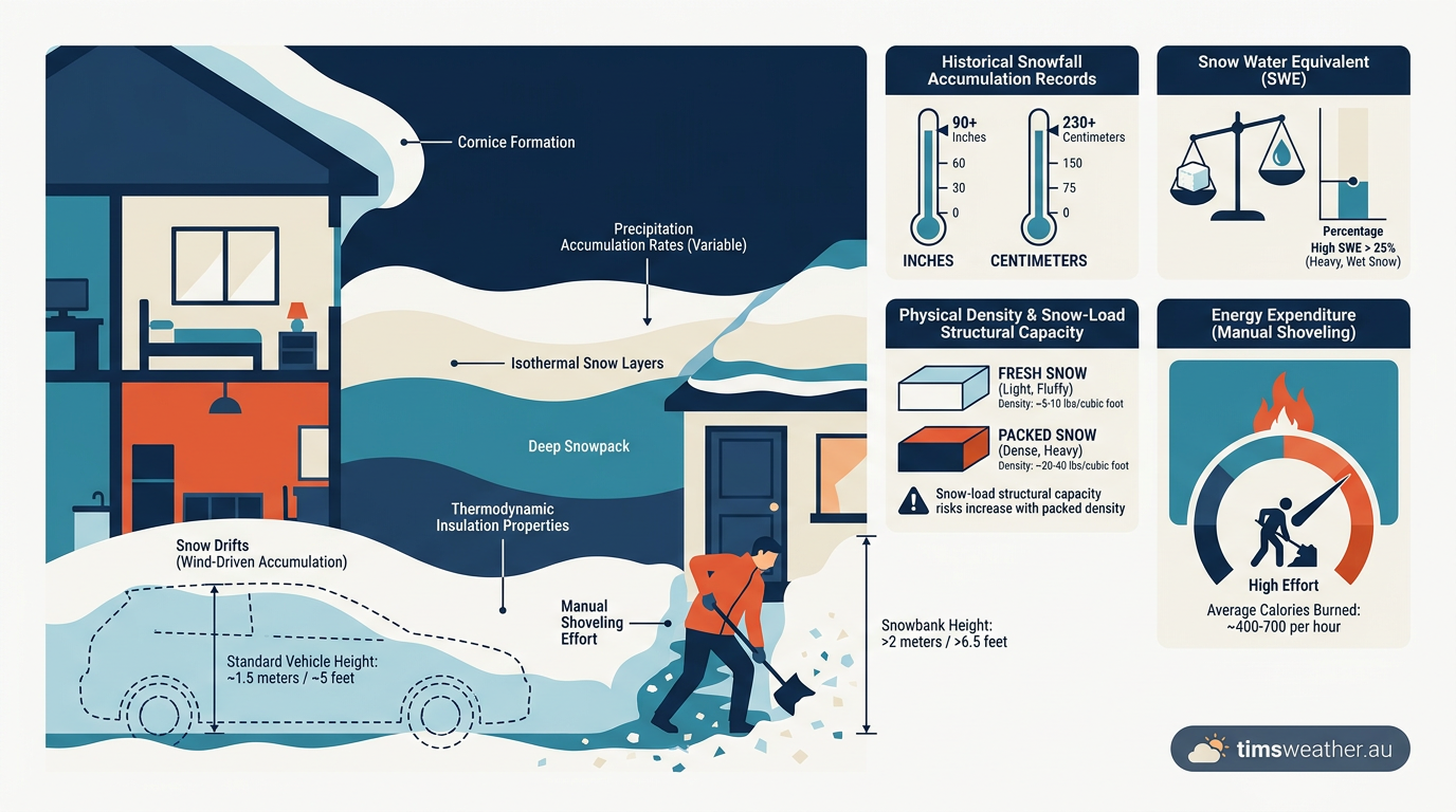 A neighbourhood buried under immense totals of lake-effect snow.