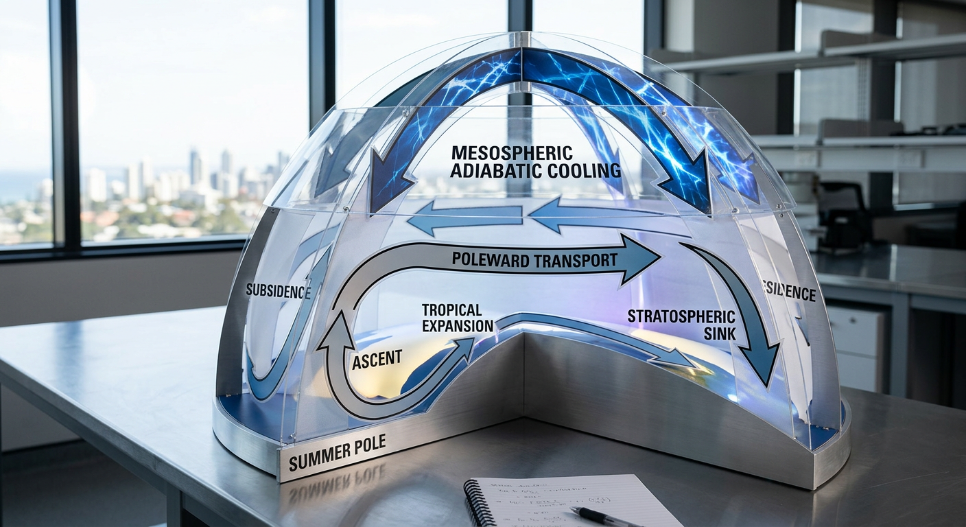 Scientific diagram of summer polar mesospheric cooling and air circulation