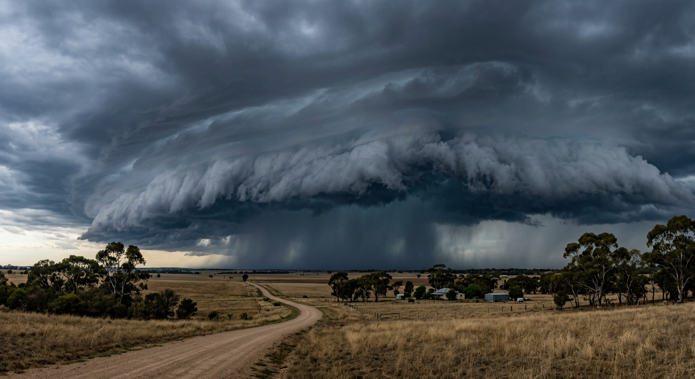 A massive shelf cloud marking the gust front during squall line formation.