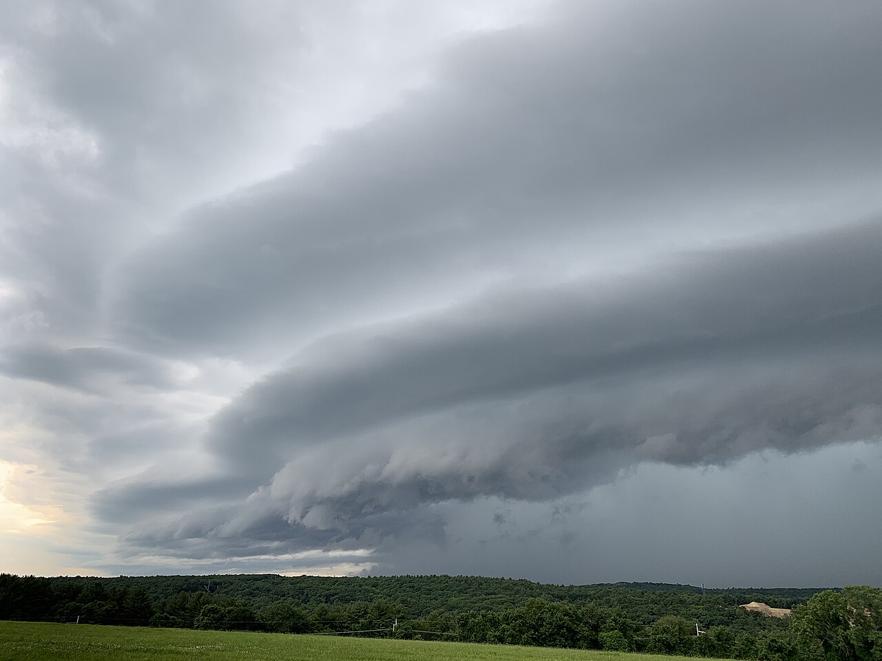 A striated shelf cloud, in Massachusetts in July 2022
