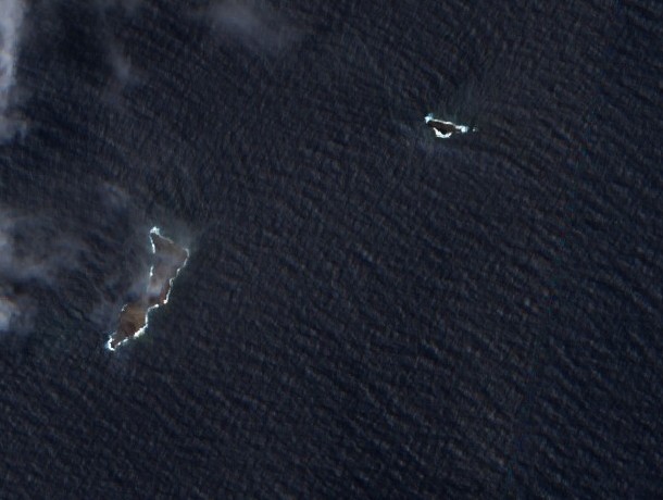 Satellite view of Hunga Tonga-Hunga Ha'apai remnants in the Pacific Ocean after the catastrophic 2022 eruption. Satellite view of Hunga Tonga-Hunga Ha'apai remnants in the Pacific Ocean after the catastrophic 2022 eruption.
