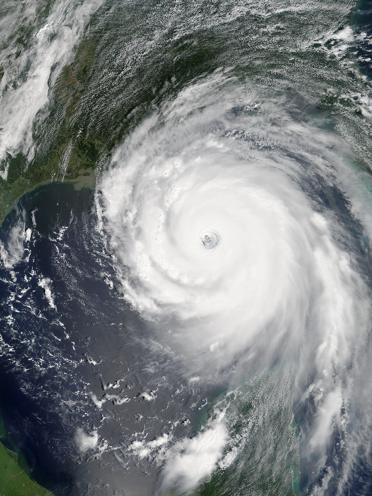 Satellite view of Hurricane Katrina's eye over the Gulf Coast, foreshadowing the catastrophic flood failures. Satellite view of Hurricane Katrina's eye over the Gulf Coast, foreshadowing the catastrophic flood failures.