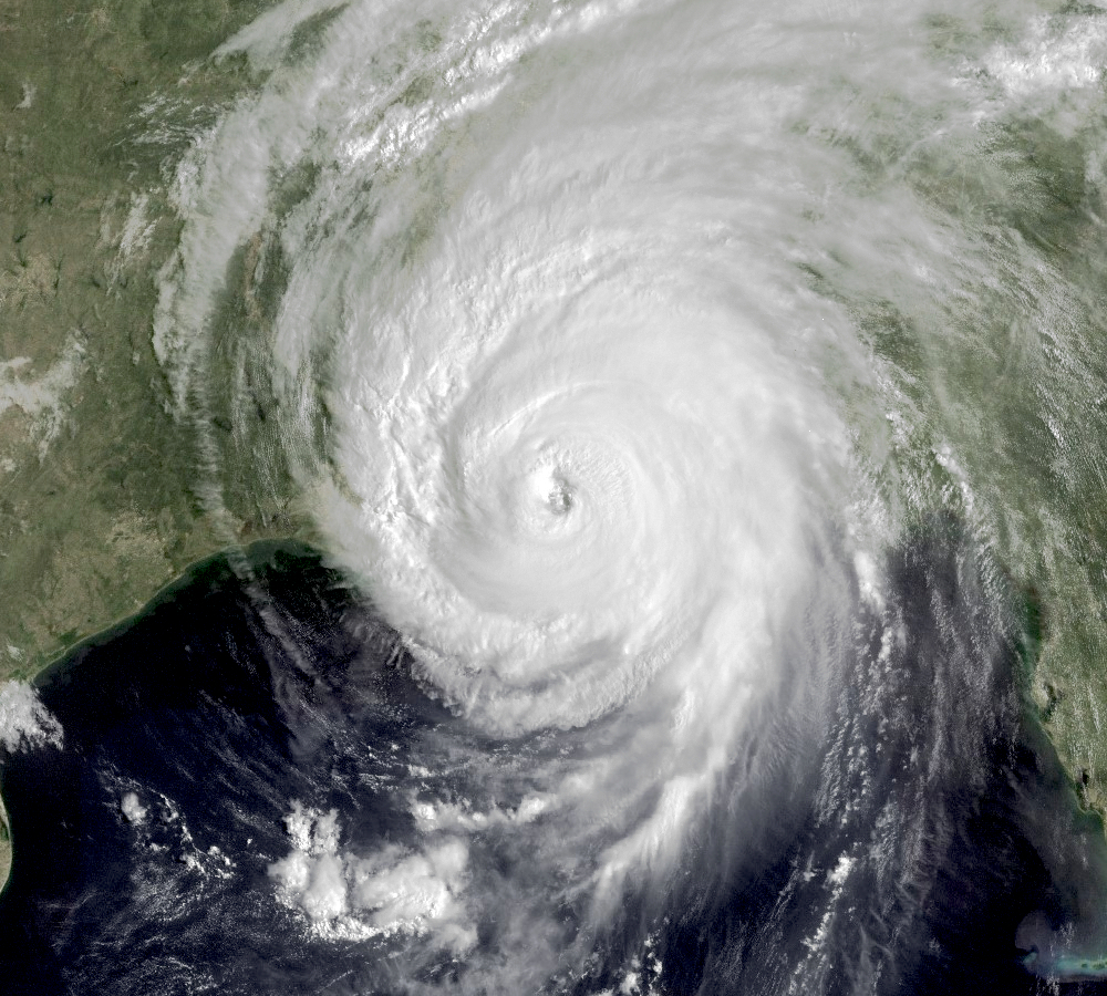 Satellite view of Hurricane Katrina's massive storm system approaching the Gulf Coast, foreshadowing flood failures. Satellite view of Hurricane Katrina's massive storm system approaching the Gulf Coast, foreshadowing flood failures.